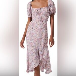 Astr Asymmetrical Pink and Purple Wrap Sundress